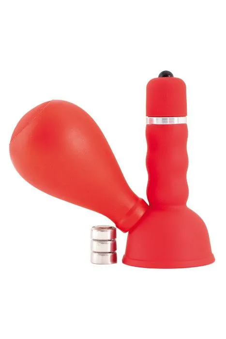 вибромассажер для сосков black & red by toyfa с грушей, abs пластик, красный, 8,2 см в 