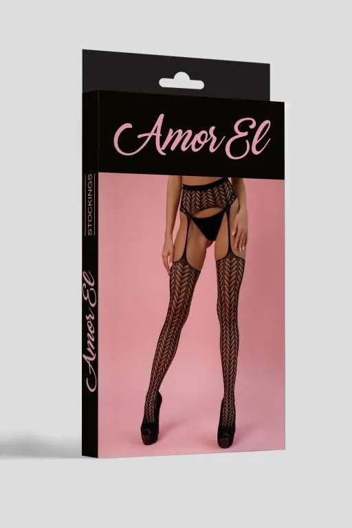 Эротическое колготки (имитация чулок с поясом) amor el (s/l) cordova, черные в 