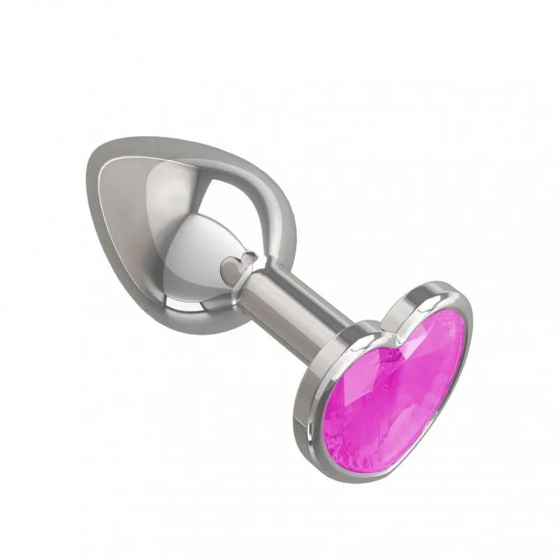 Пробка анальная Silver с розовым кристаллом