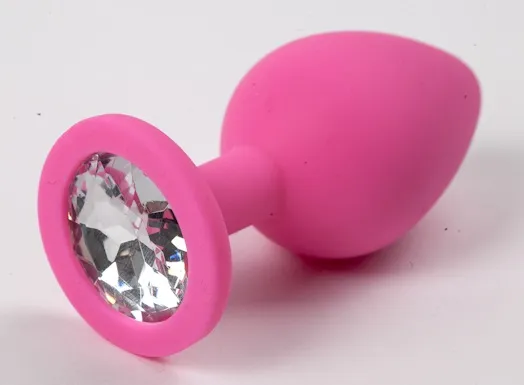 Пробка силиконовая розовая с прозрачным стразом 9,5х4см 47118-2-MM
