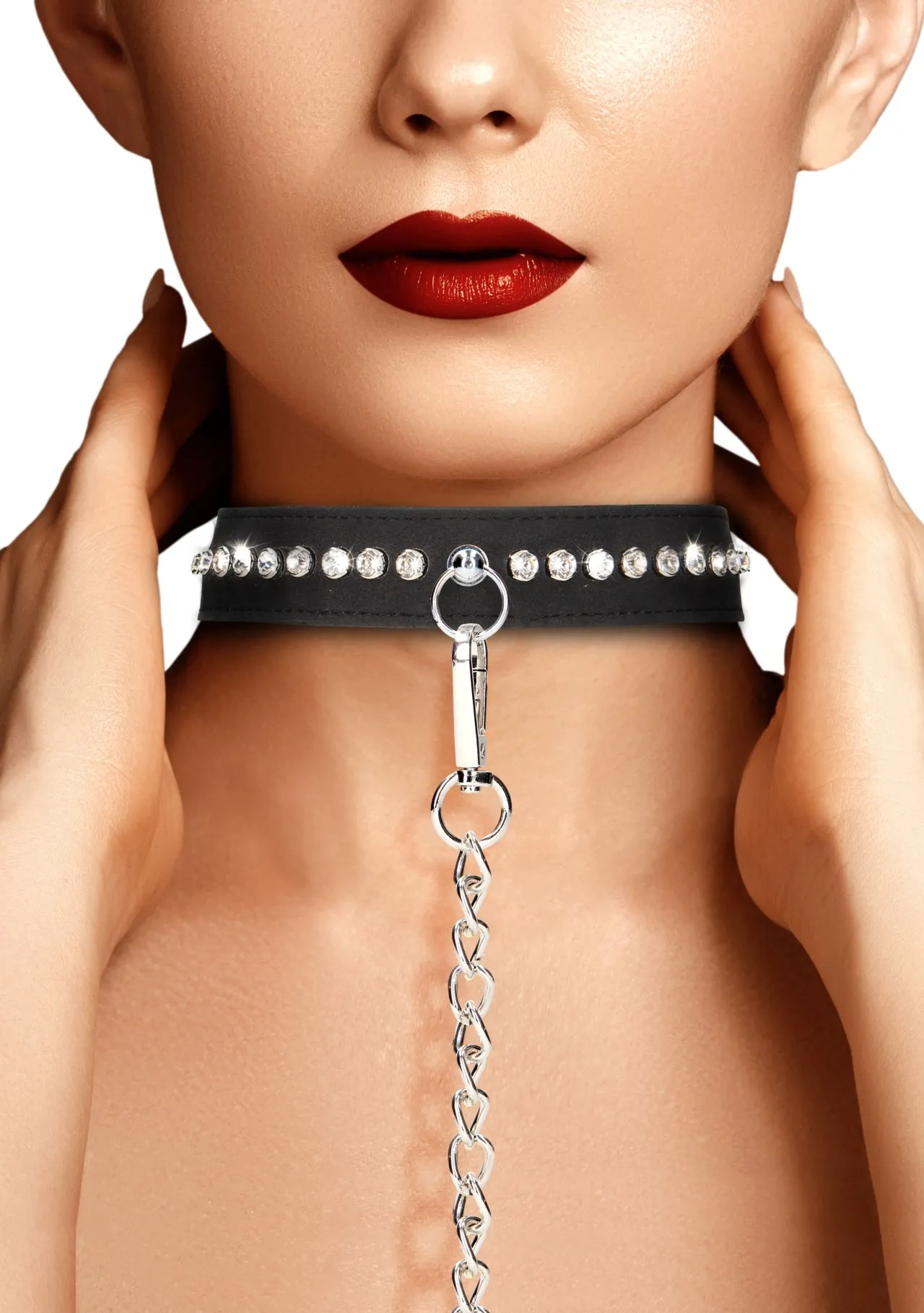 ошейник diamond studded collar with leash в 