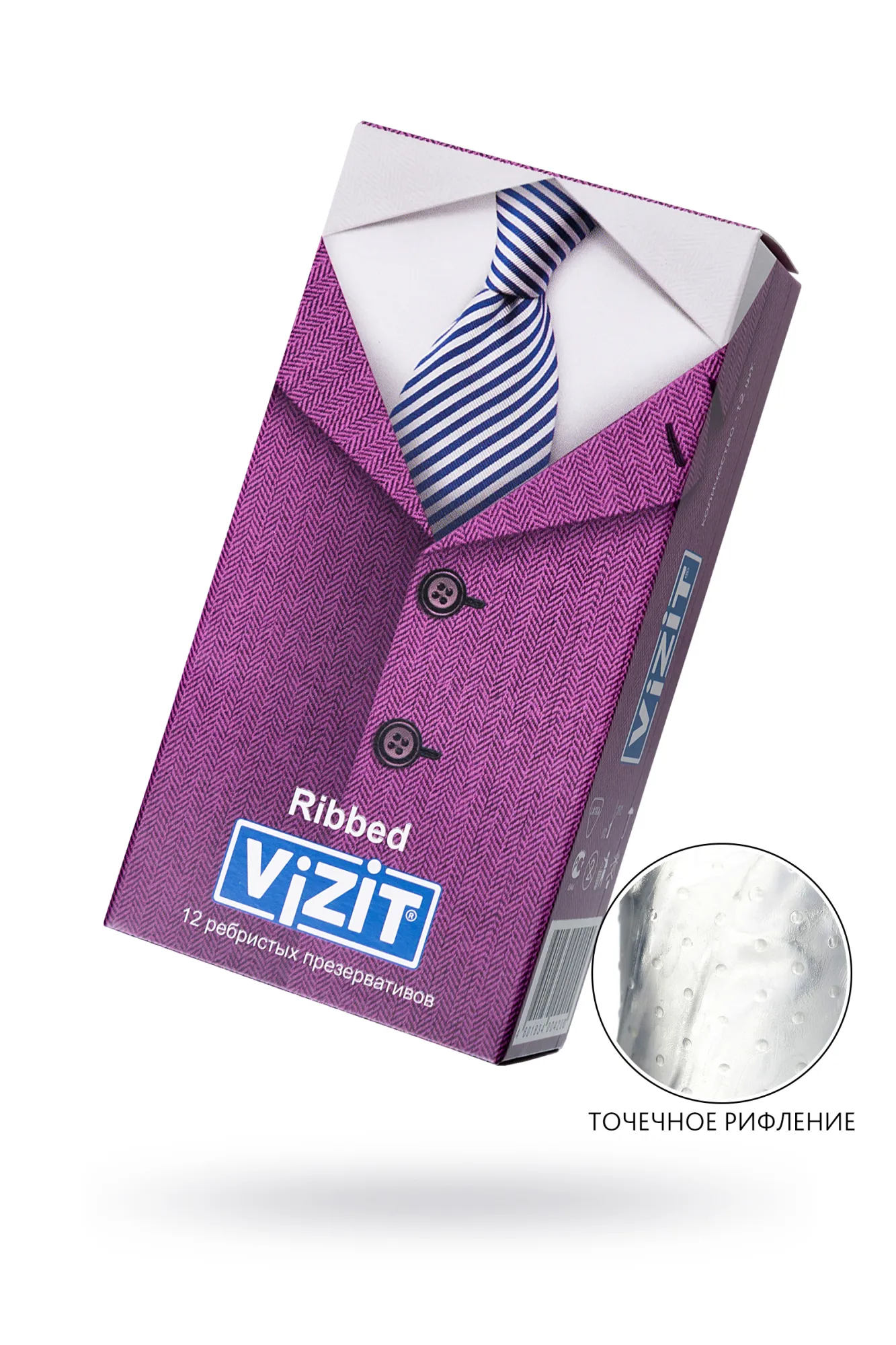 презервативы vizit, ребристые, латекс, 18 см, 5,2 см, 12 шт. в 