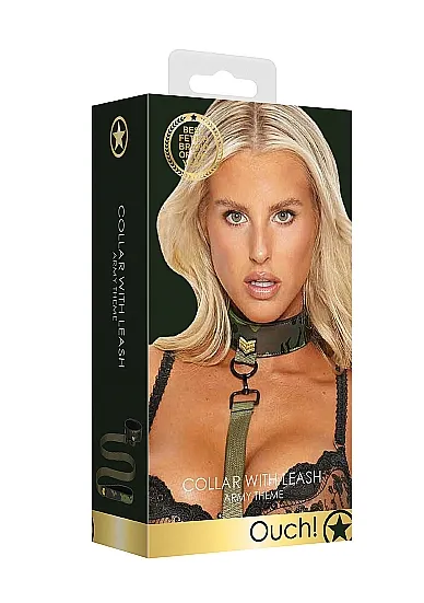 ошейник с поводком collar with leash - army theme в 