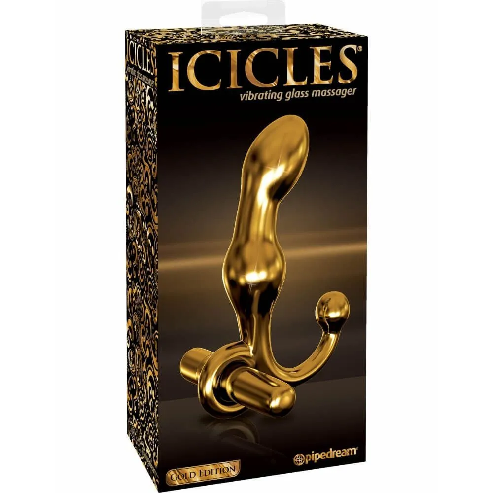 стимулятор pipedream icicles gold edition g08, с вибрацией, золото в 