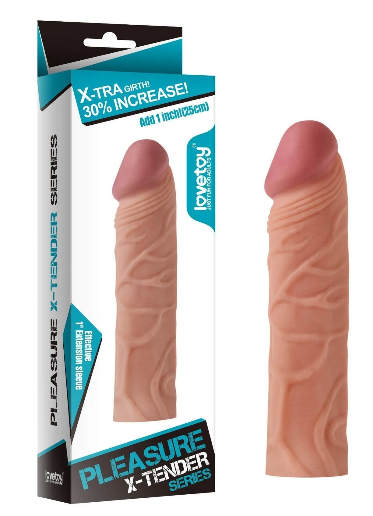 удлиняющая насадка lovetoy pleasure x-tender, телесная в 