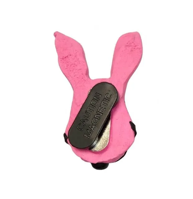 брошь pinkrabbit розовый кролик с черным кляпом, на магните в 