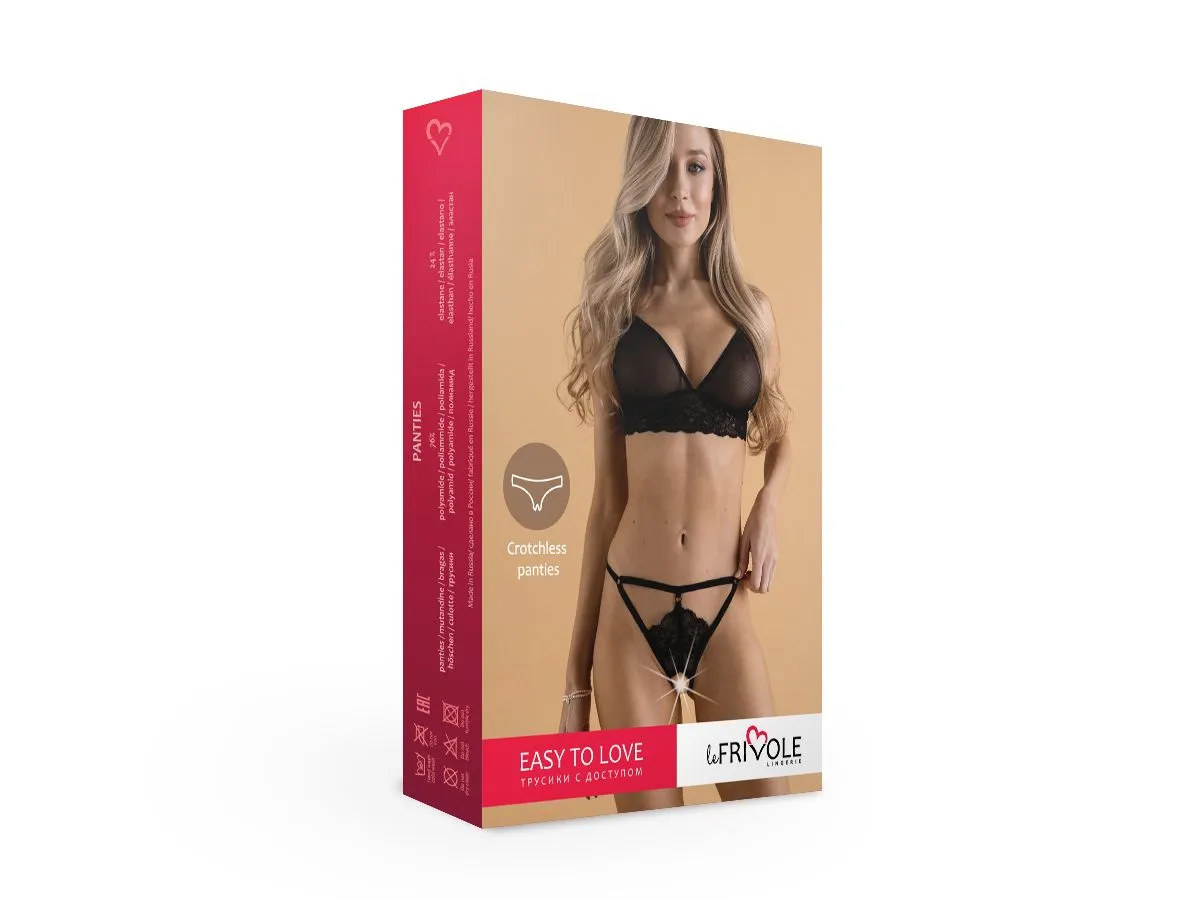 Эротическое чарующие трусики с доступом из кружева и стреп-лент easy to love в 