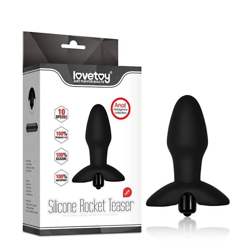 анальная пробка lovetoy silicone rocket teaser, с вибрацией, чёрная в 