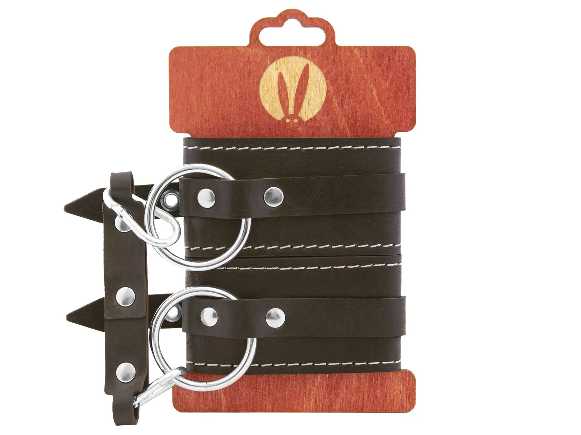 Оковы PinkRabbit из натуральной кожи, с белой строчкой