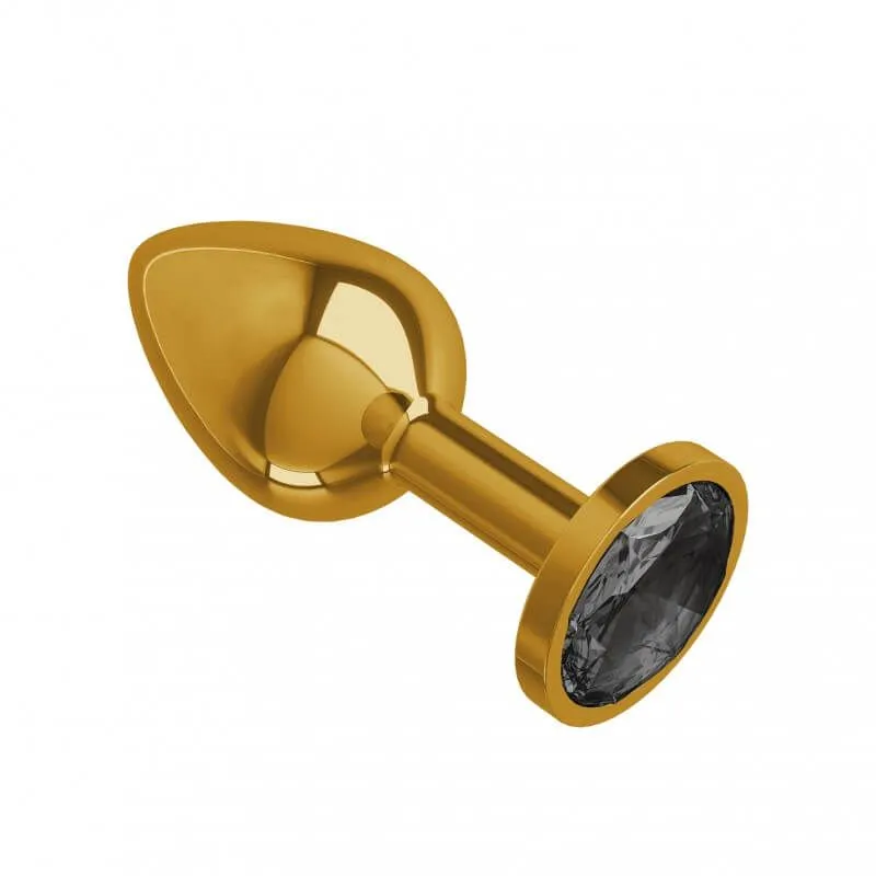 Пробка анальная Gold с черным кристаллом