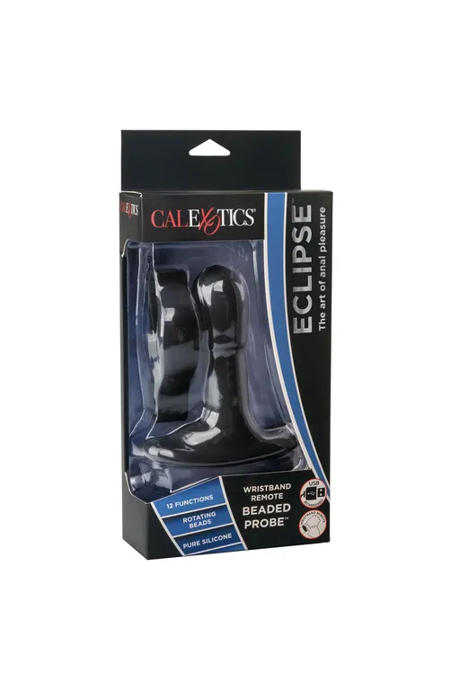 перезарежаемый анальный стимулятор beaded probe с функцией "ротации" и управлением с браслета в 