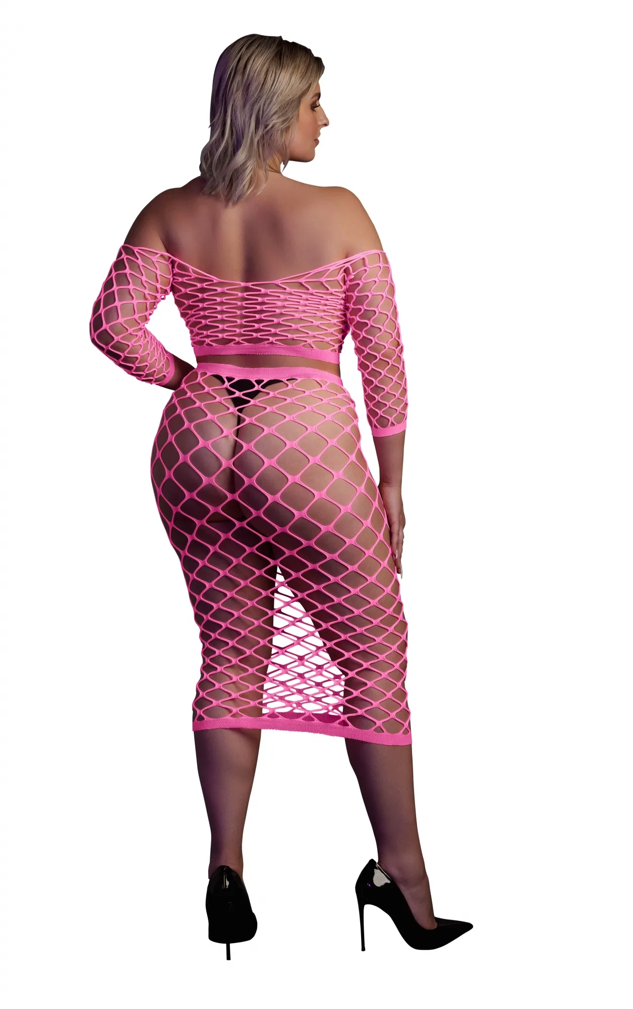 Эротическое топ с нижней юбкой long sleeve crop top and long skirt - pink - xl/xxxxl в 