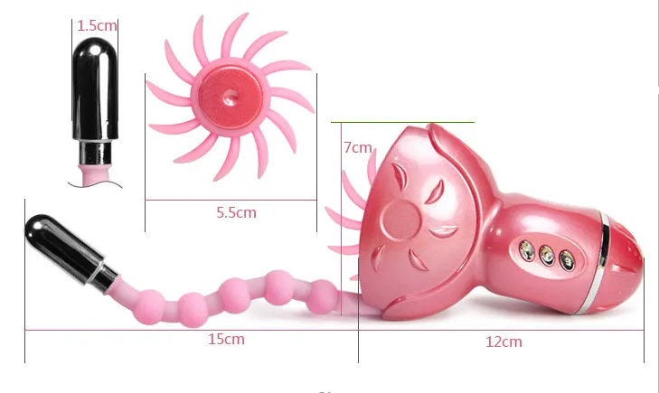 клиторальный стимулятор с анальным отростком rolling fun bi-014100 в 