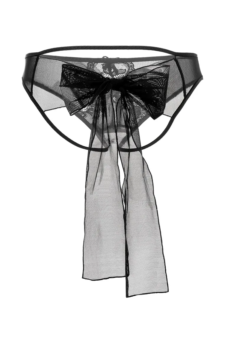 Эротическое эротические трусики с бантом erolanta mia, чёрные в 