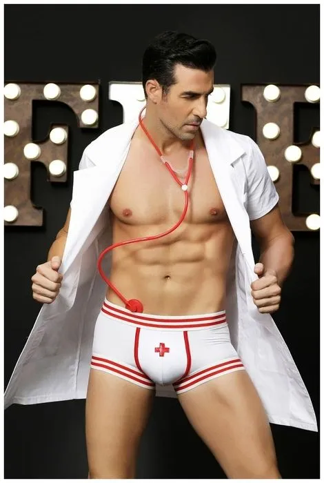 Эротическое костюм доктора candy boy daniel, мужской, бело-красный в 