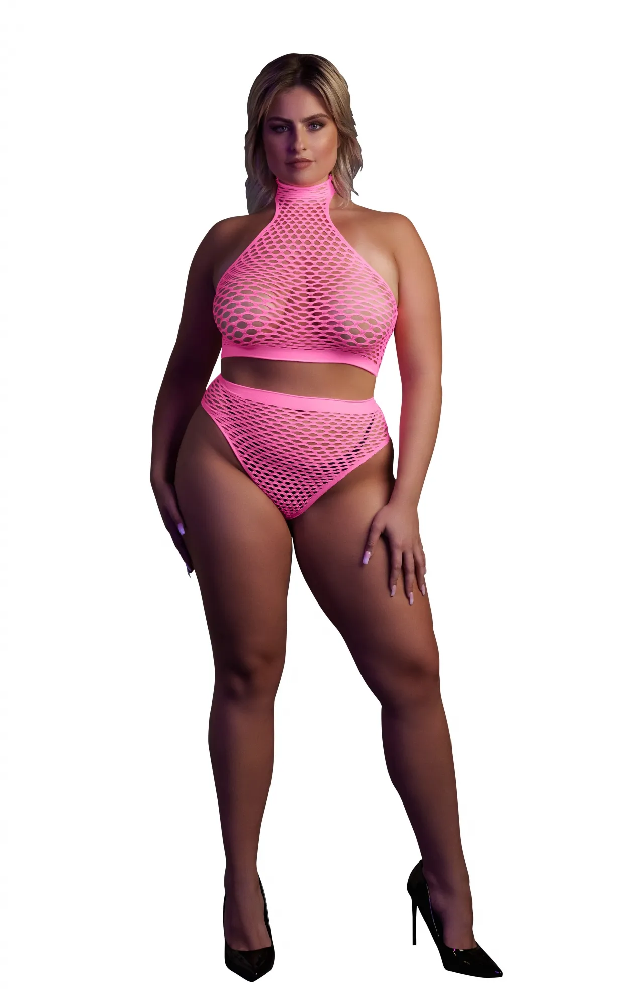 Эротическое топ и трусики turtle neck and high waist slip - pink - xl/xxxxl в 