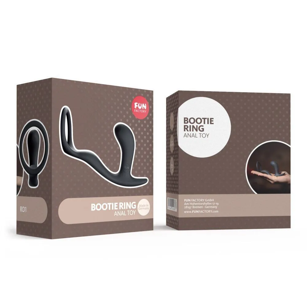 кольцо эрекционное с пробкой fun factory bootie ring, чёрное в 