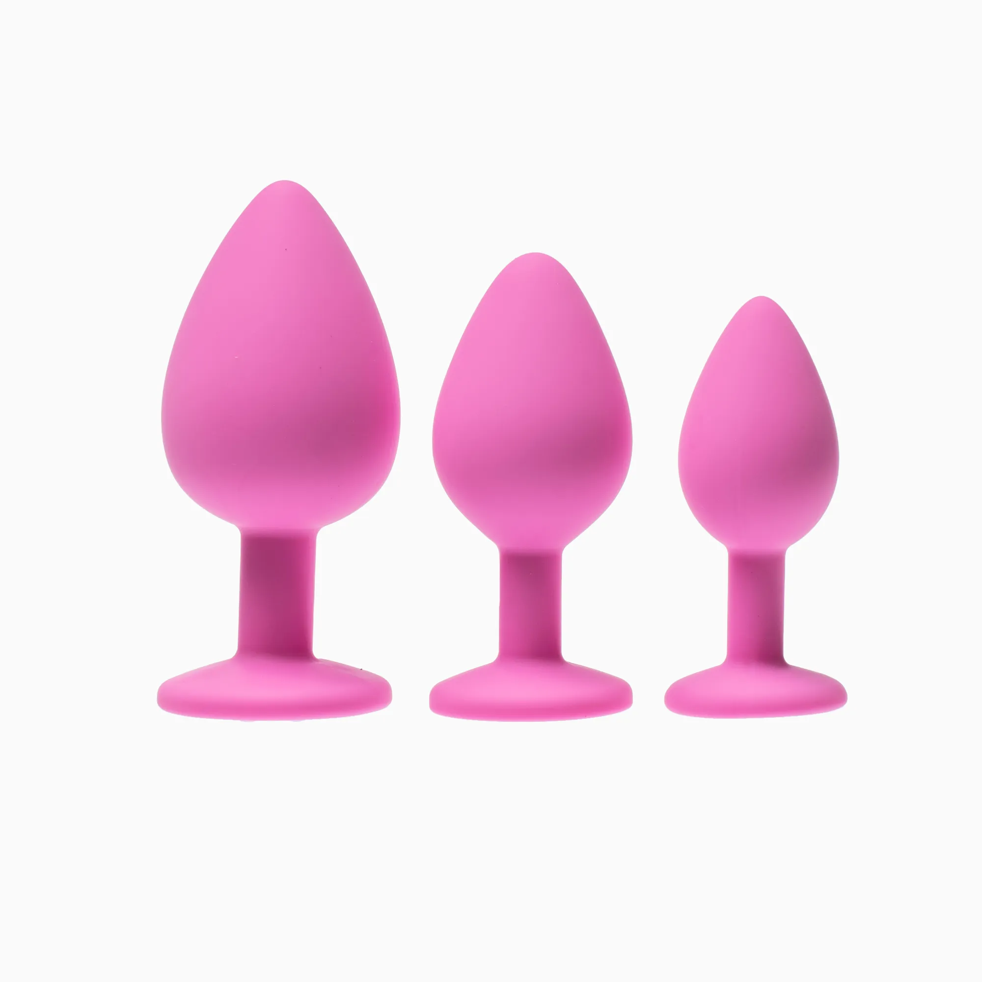 набор анальных пробок pink rabbit jessie, 3 шт., силиконовые, с разноцветным кристаллом, розовые в 