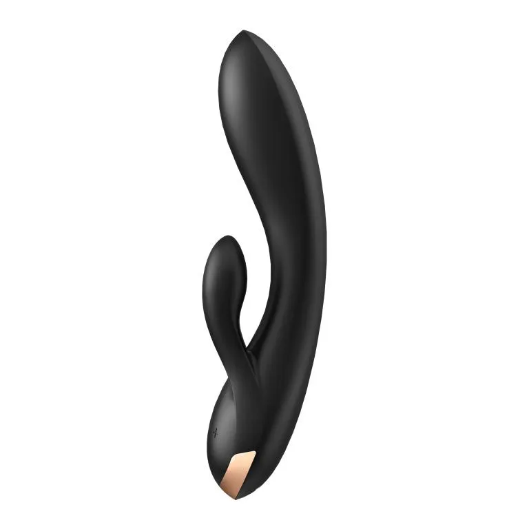 вибратор-кролик satisfyer double flex с двумя клиторальными отростками (черный) в 