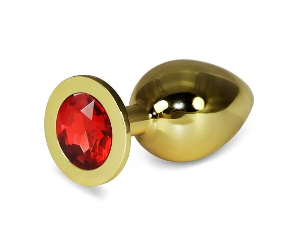 анальная пробка lovetoy rosebud classic l, с красным камнем в 