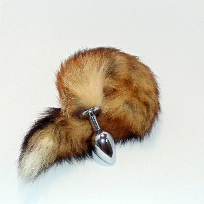 пробка металлическая с хвостом "королевская лиса" рыжая 47077-1-mm в 