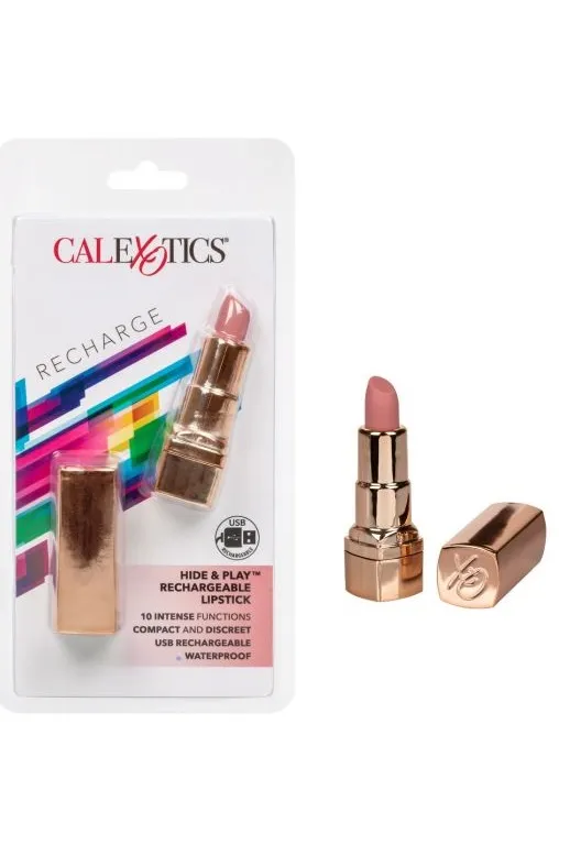 Перезарежаемый миниатюрный вибромассажер в виде помады Hide & Play Rechargeable Lipstick
