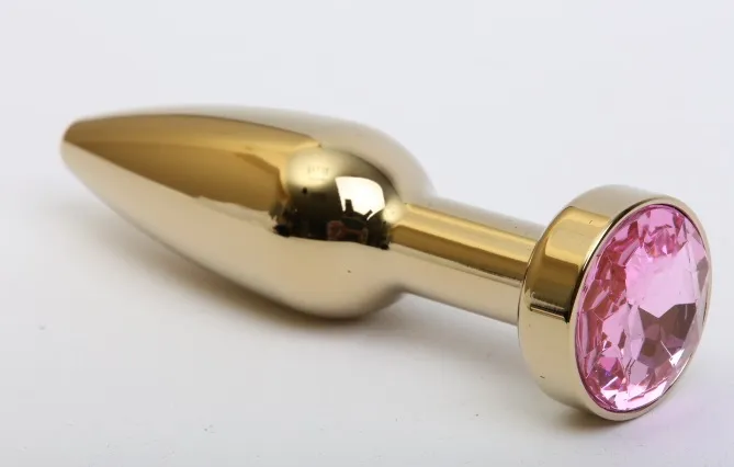 анальная пробка золото с розовым стразом 11,2х2,9см 47198-6mm в 