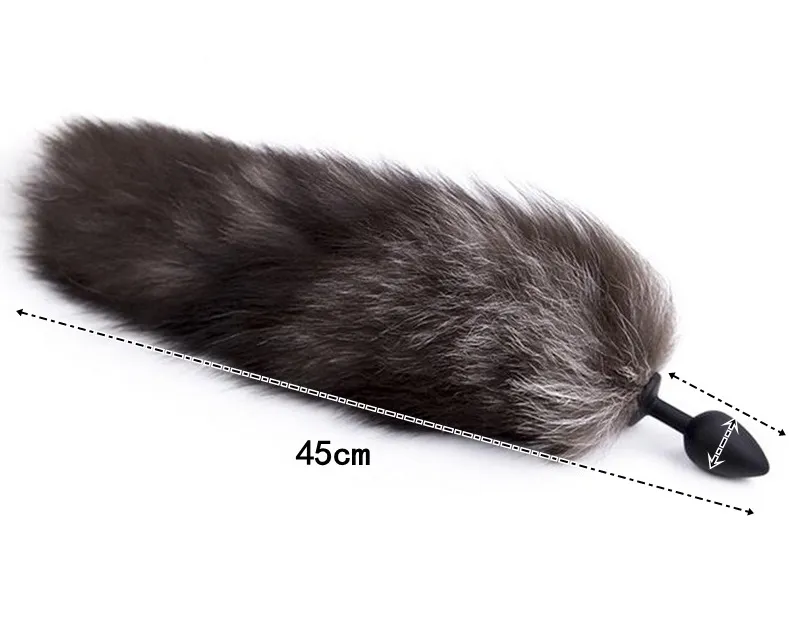 Пробка силиконовая с хвостом серебристая лиса 47077-2-MM