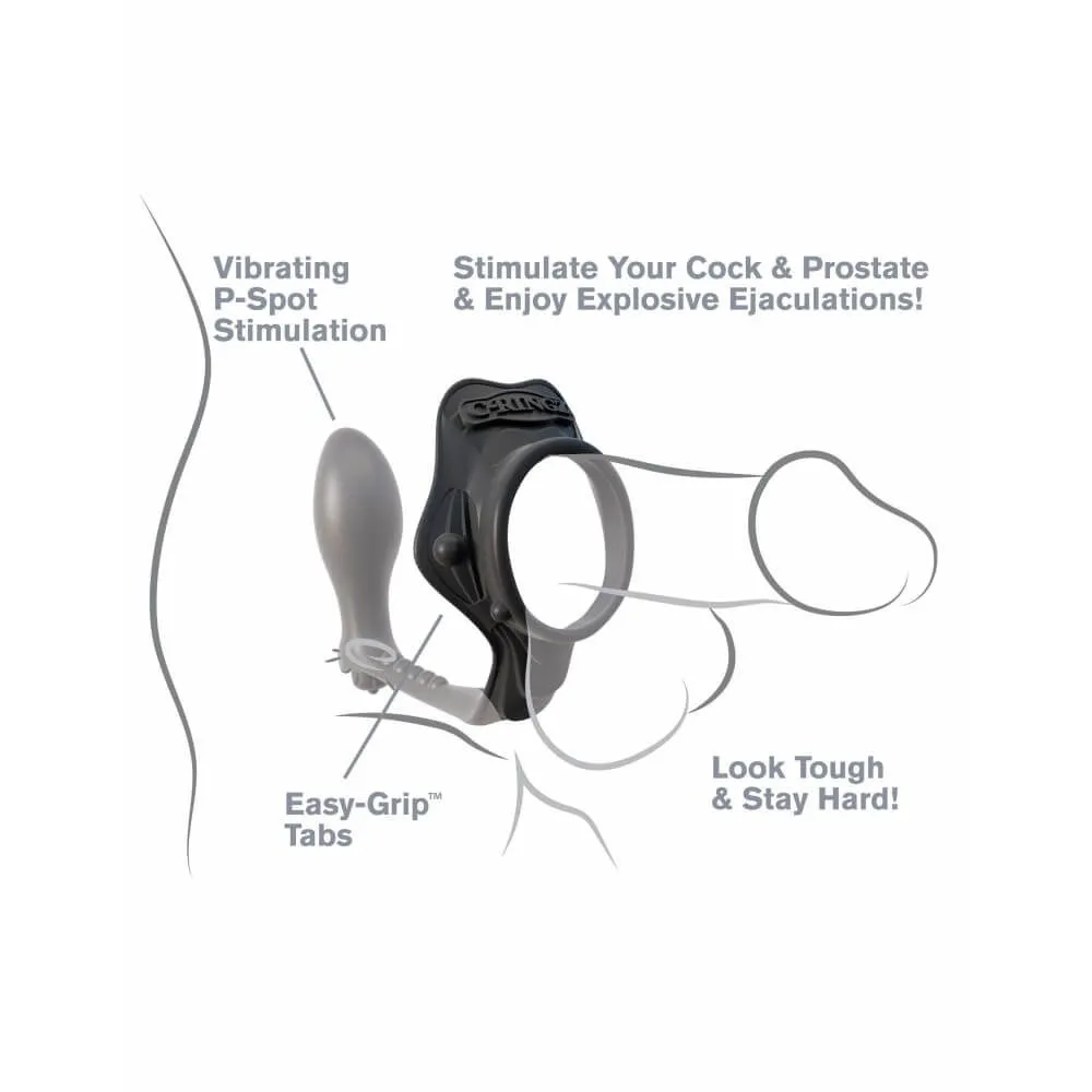 кольцо с анальным вибростимулятором pipedream rock hard ass-gasm, черное в 