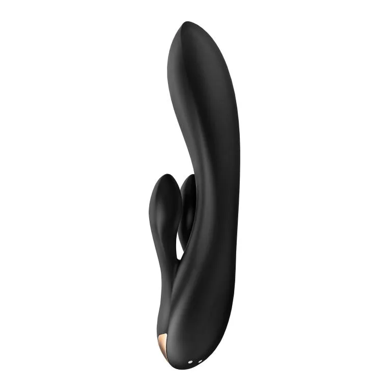 вибратор-кролик satisfyer double flex с двумя клиторальными отростками (черный) в 