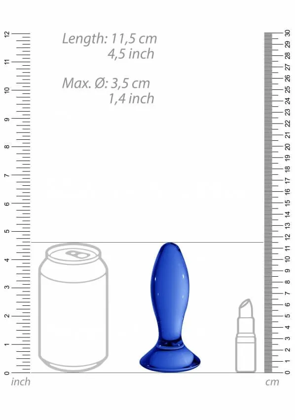 анальная пробка follower, стеклянная, синяя в 