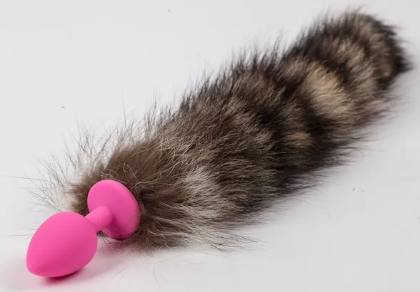 пробка розовая силикон с полосатым хвостом 47167-mm в 