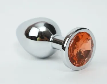 анальная пробка металл 3,4х8,2 серебро желтый страз 47019-1mm в 
