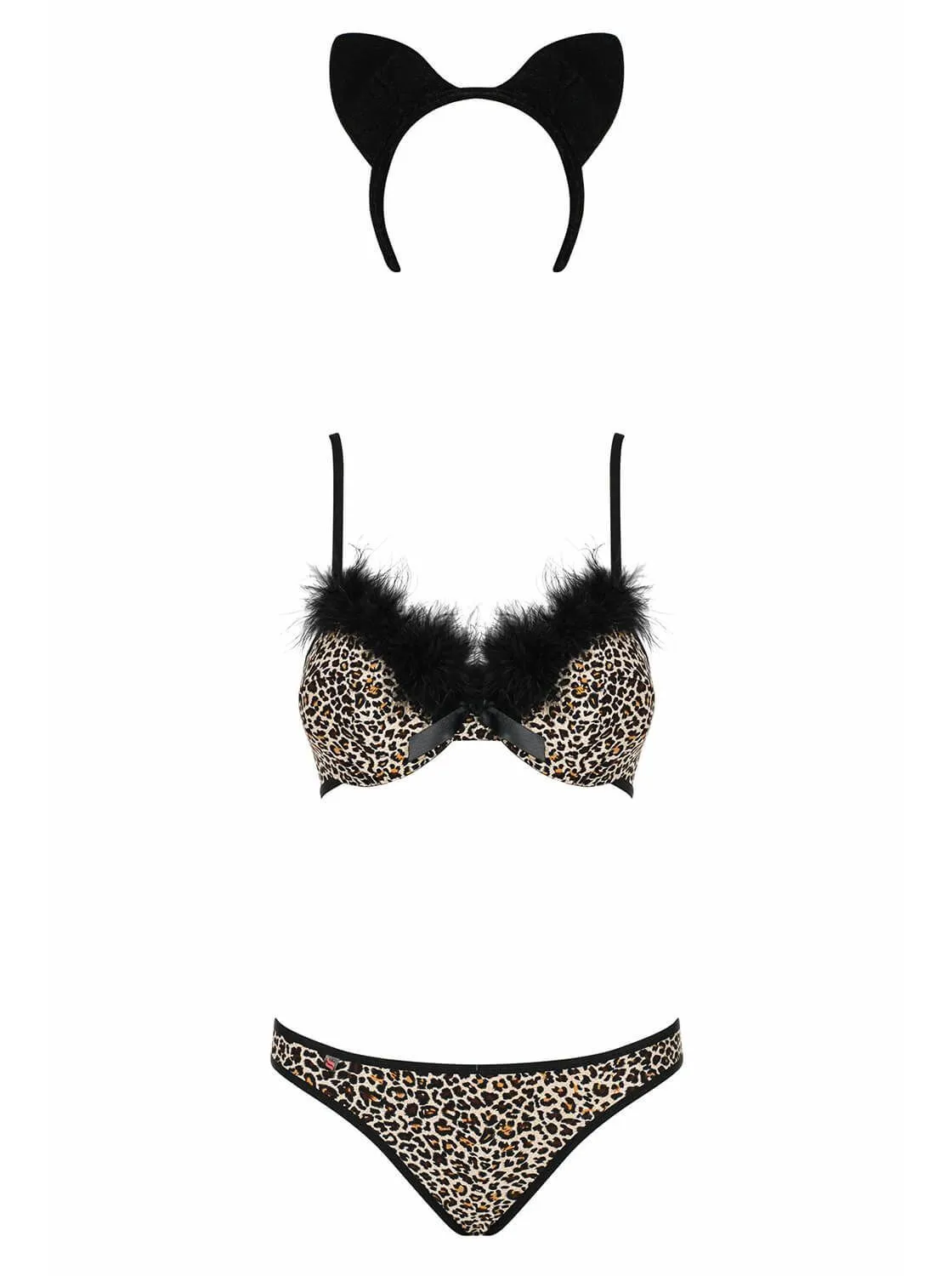 Эротическое комплект нижнего белья obsessive cheetia с хвостиком и ушками в 