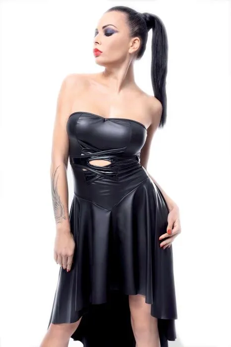 Платье с асимметричной юбкой и шнуровкой на спине Demoniq DEMETER, черное