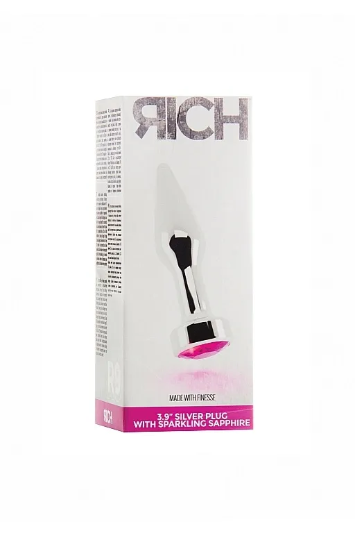 серебряная анальная пробка с сапфировым кристаллом в 