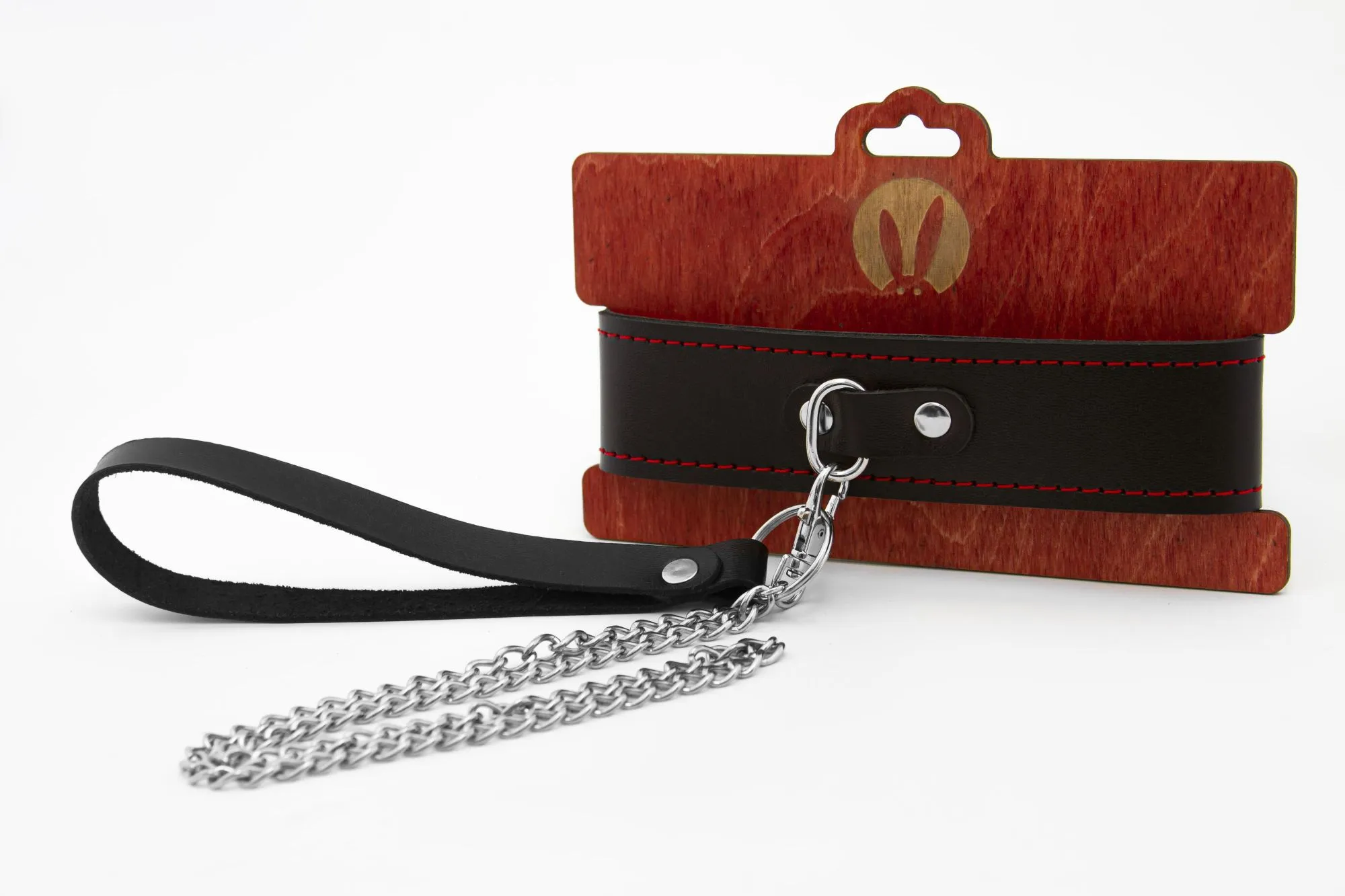 Ошейник PinkRabbit двухслойный, с красной строчкой