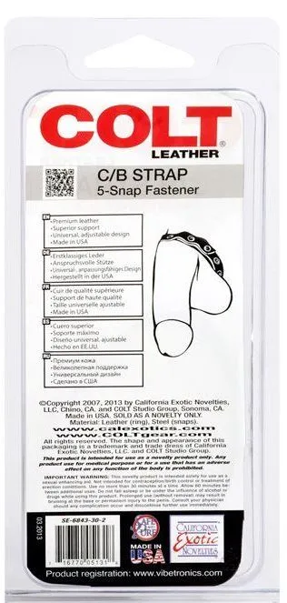 утяжка кожаная california exotic colt adjustable 5 snap, черная в 