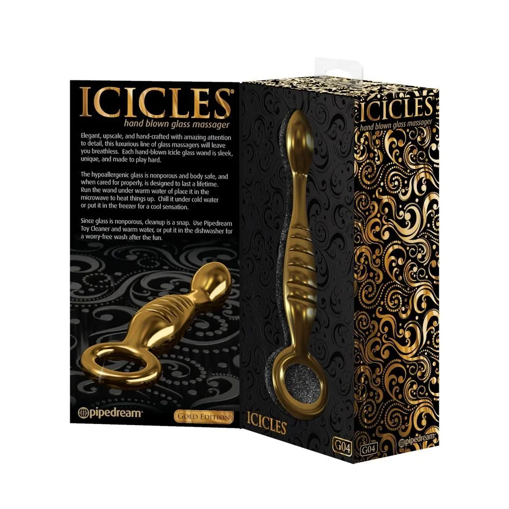 фаллоимитатор pipedream icicles gold edition g04, стеклянный в 