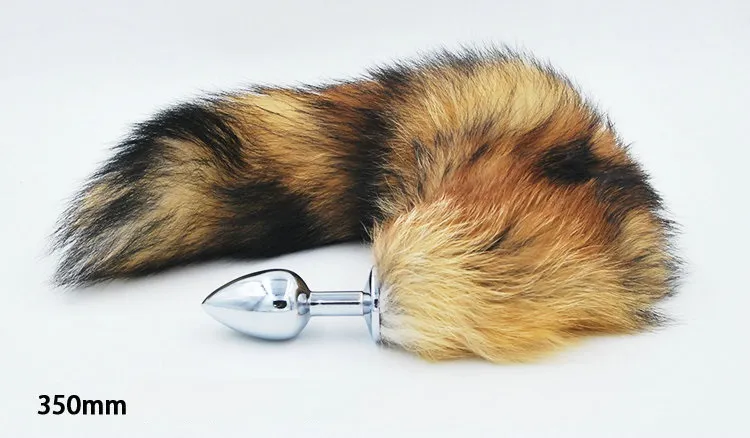 пробка металлическая с хвостом "королевская лиса" рыжая 47077-1-mm в 