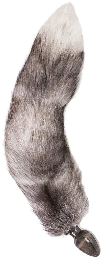 анальная пробка wild lust с серым лисьим хвостом, 3.2 см в 