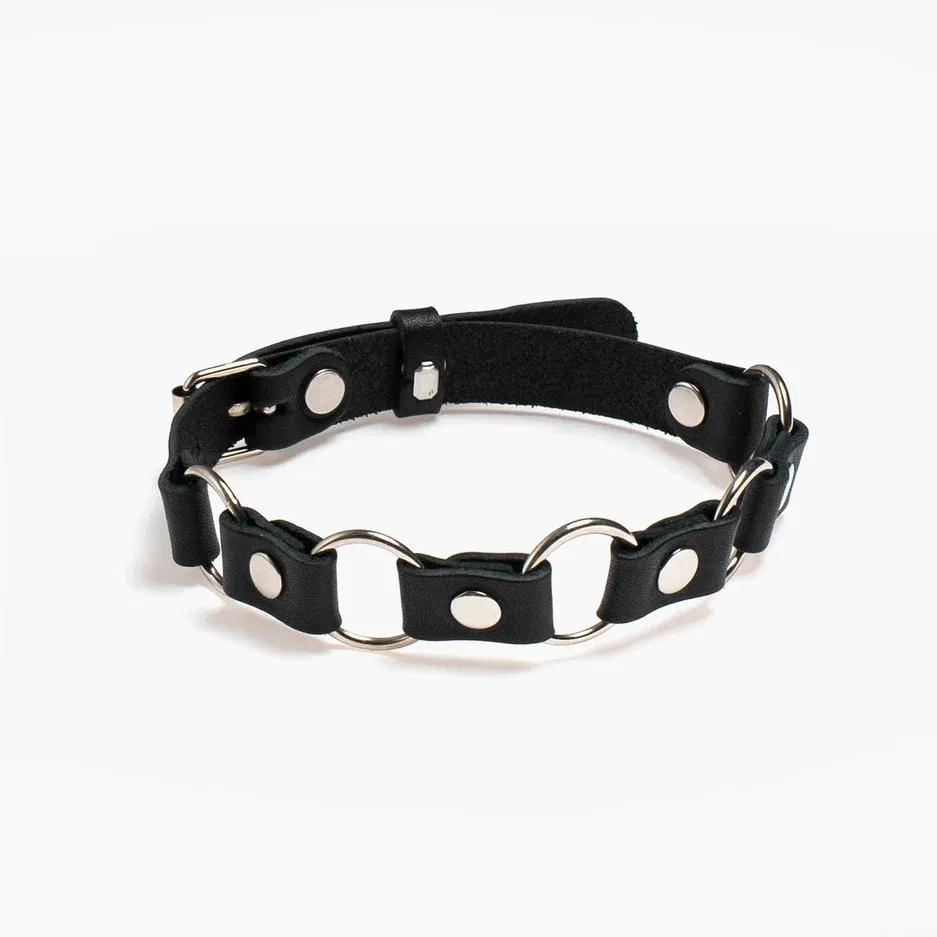 чокер pink rabbit кожаный с кольцами в 