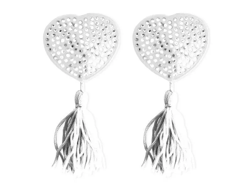 Пэстисы Shots Media Nipple Tassels Heart, белые