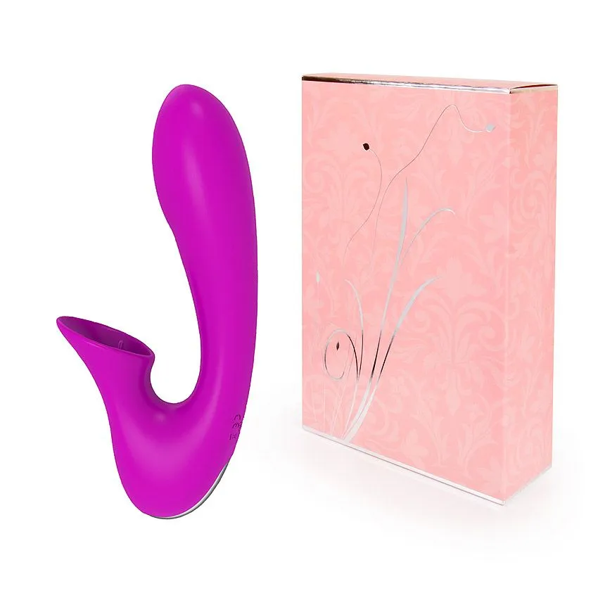 фантазийный вибромассажер с клиторальным стимулятором, фиолетовый в 