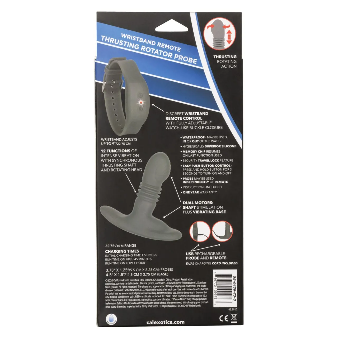 перезарежаемый анальный стимулятор thrusting rotator probe с функцией «поступательное движение» в 