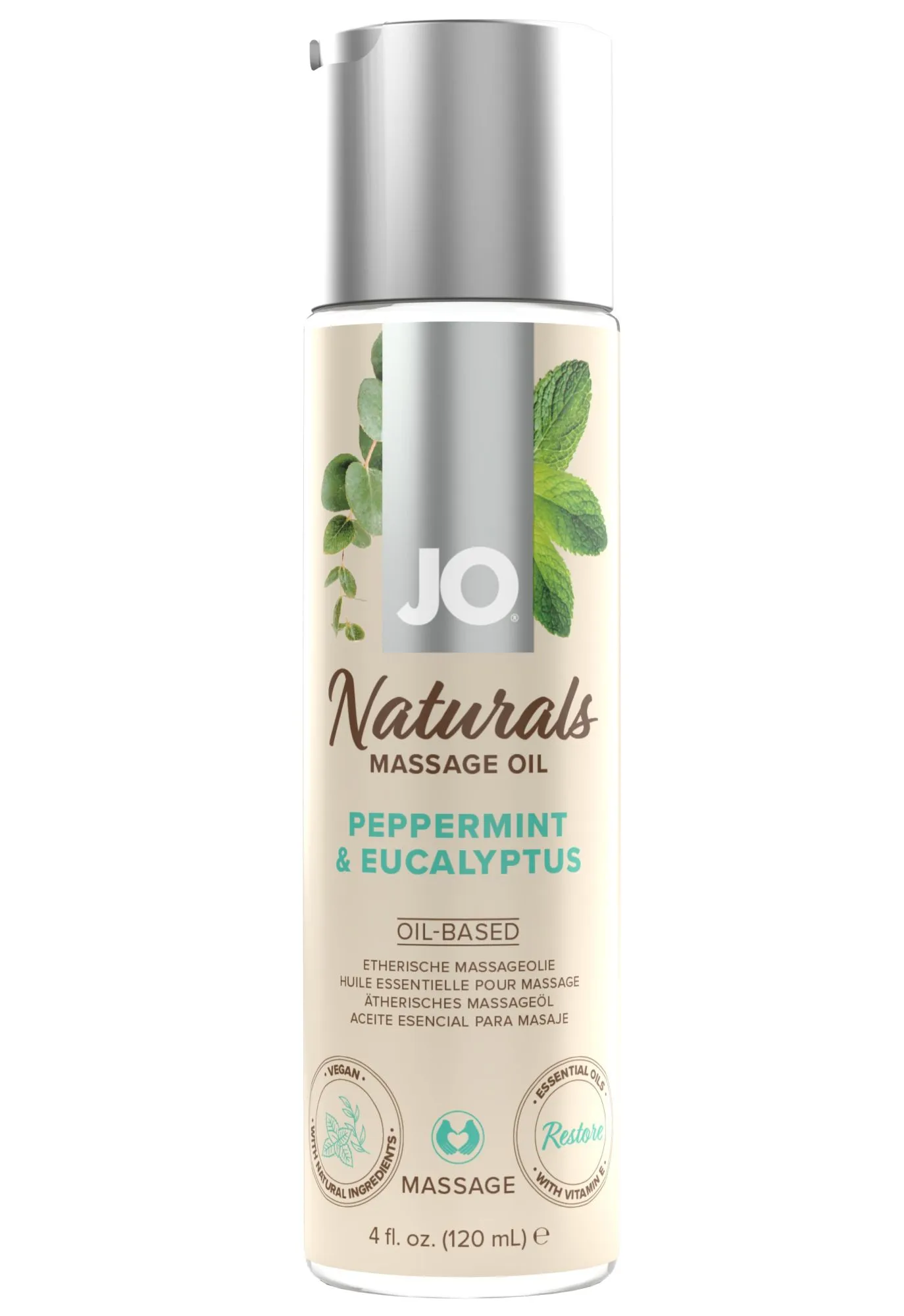 массажное масло jo - мята и эвкалипт, 120 мл в 