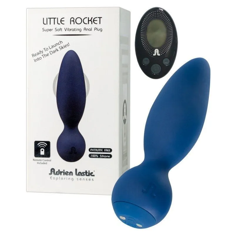 анальная пробка adrien lastic little rocket на ду, синяя в 