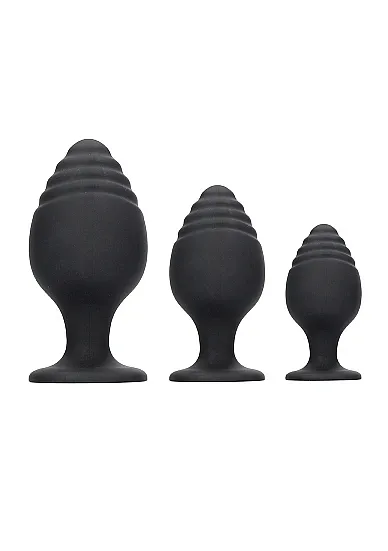 набор анальных пробок rippled butt plug set в 