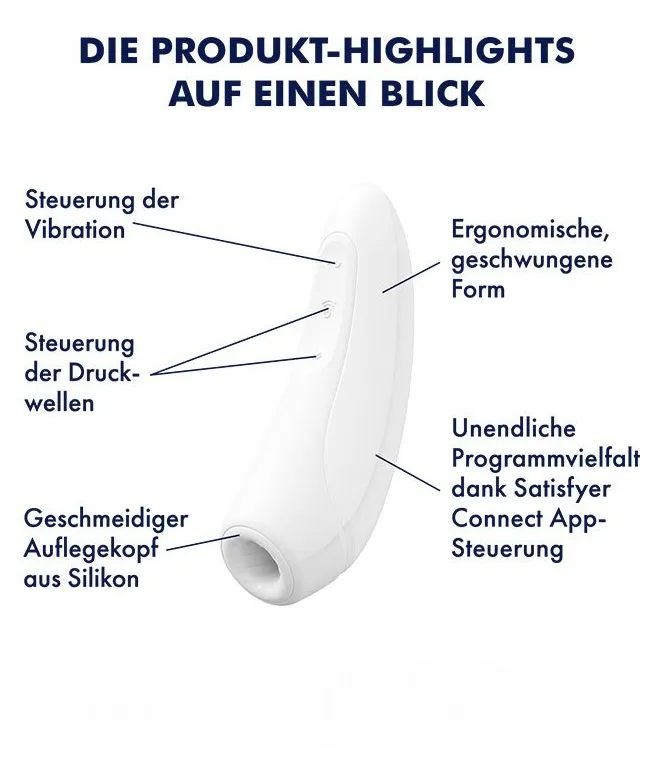 вакуумно-волновой стимулятор satisfyer curvy 1+ с возможностью управления через приложение - белый в 