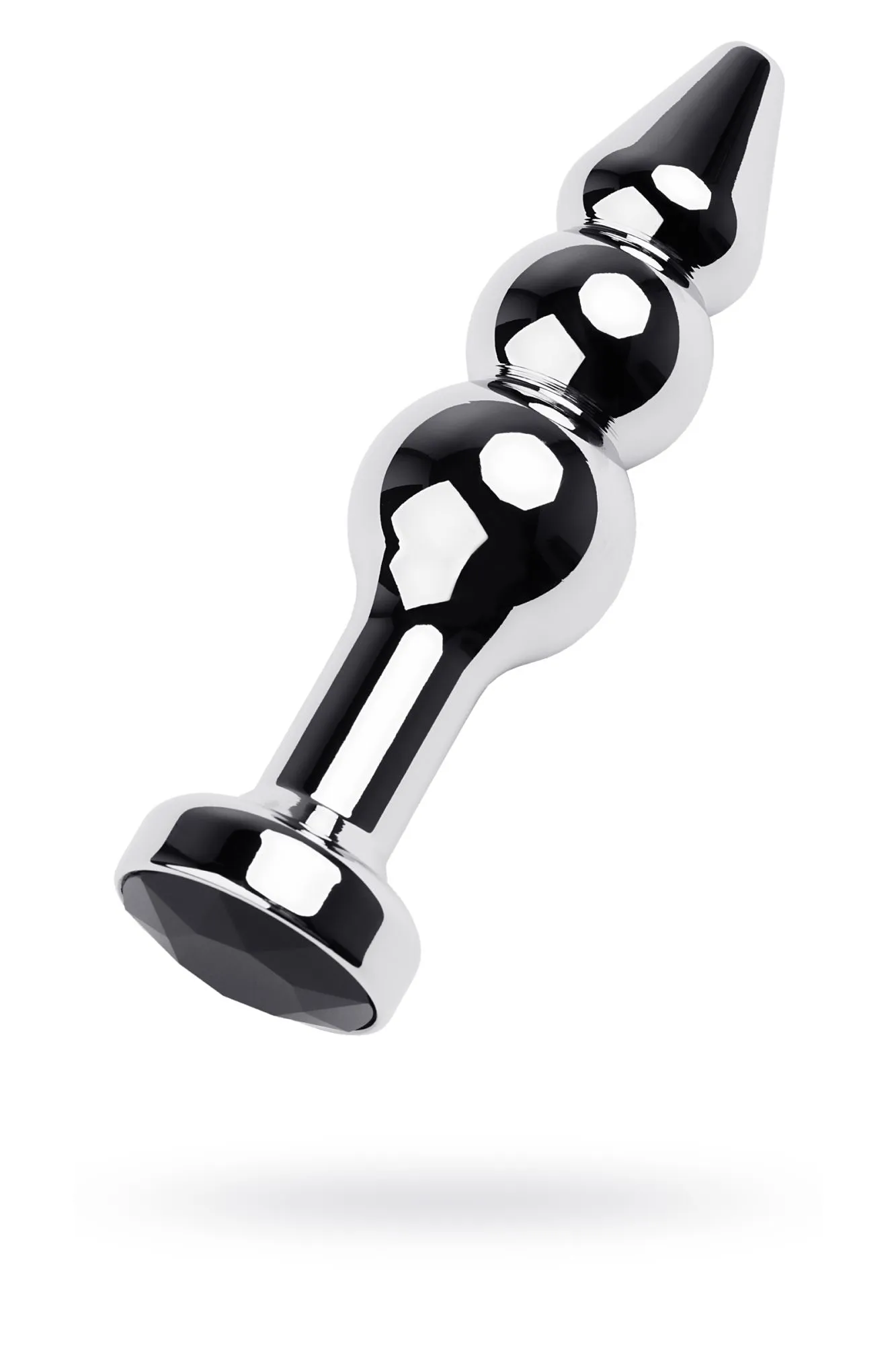 Анальная втулка Metal by TOYFA, металл, серебряная, с чёрным кристаллом